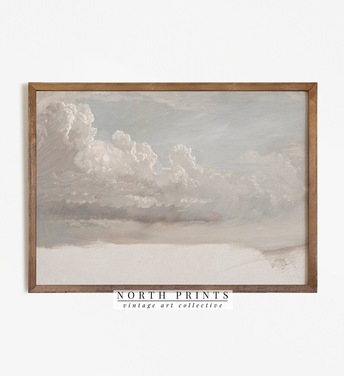 Vintage Cloud Painting, French Nursery Wall Art