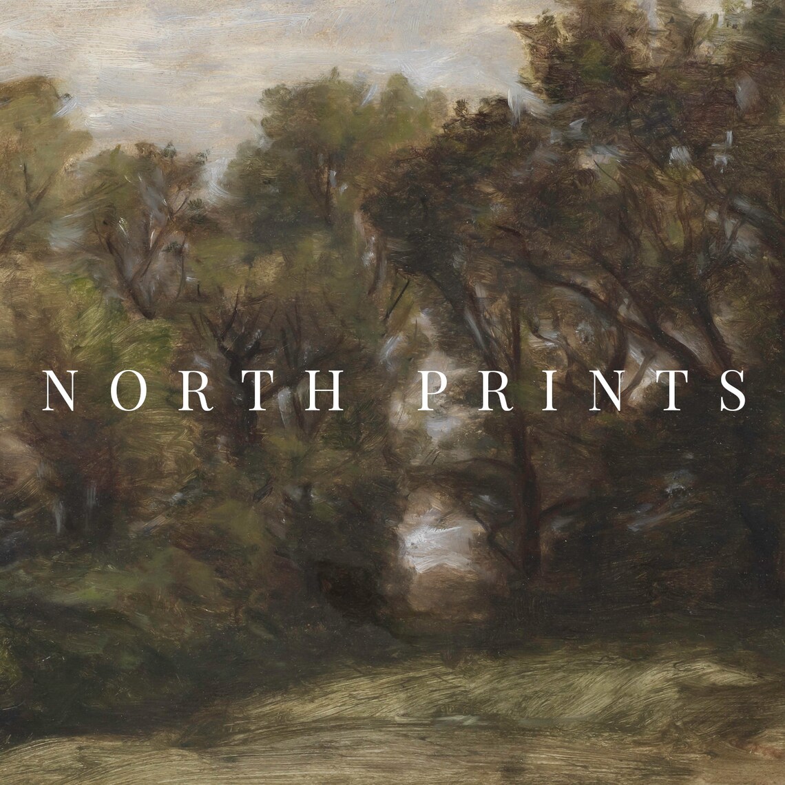Dark Moody Forest Landscape Vintage Green Woodland Pines Poster - Image 2