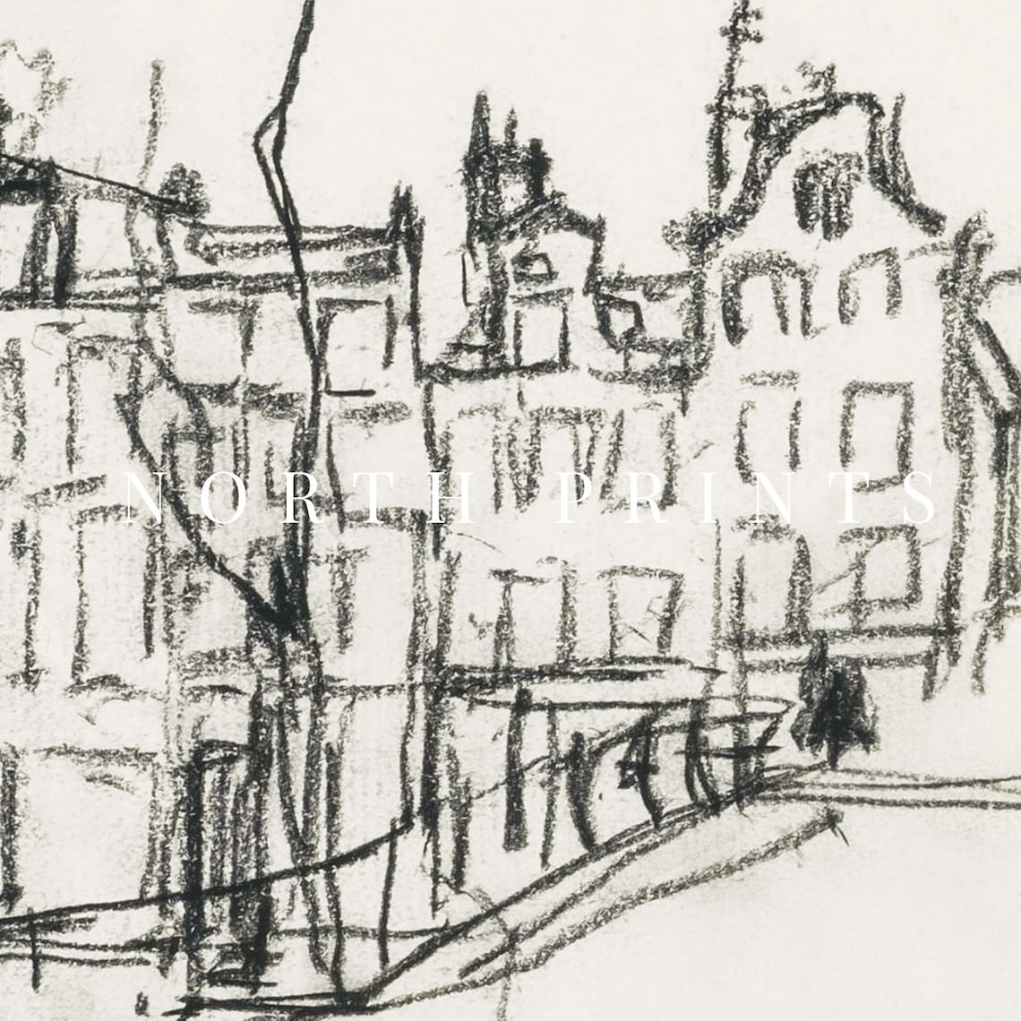 Vintage Amsterdam Architecture Sketch, Abstract Line Drawing - Image 4