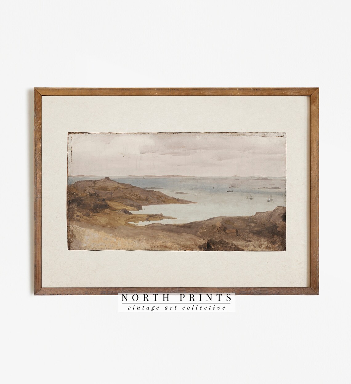 Rustic Coastal Vintage Seascape Art Print - Image 3