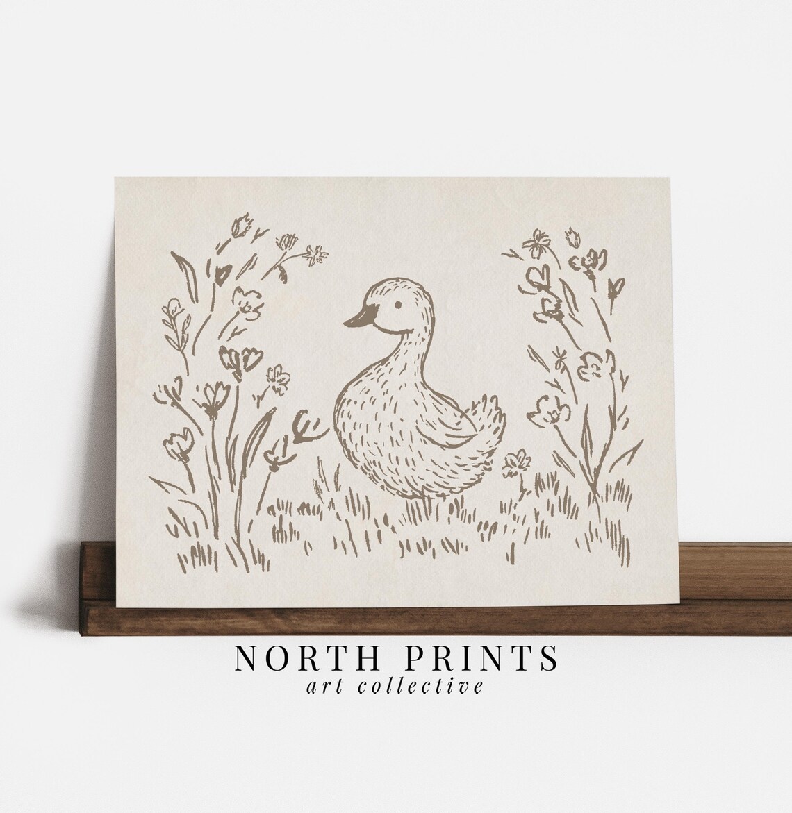 Duck Nursery Art Print, Neutral Minimalist Kids Decor - Image 3