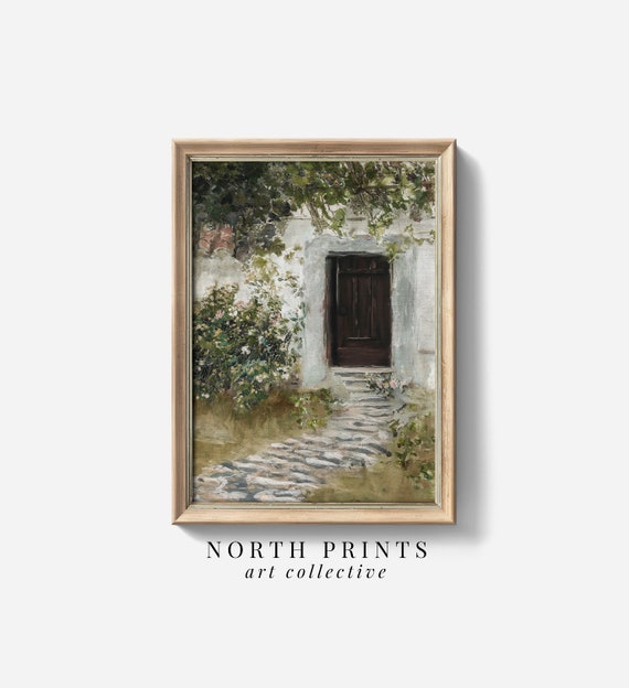 Vintage Spring Cottage Painting Art Print, Farmhouse