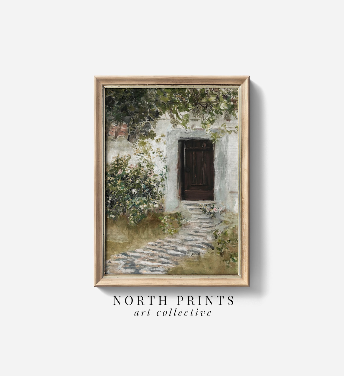 Vintage Spring Cottage Painting Art Print, Farmhouse