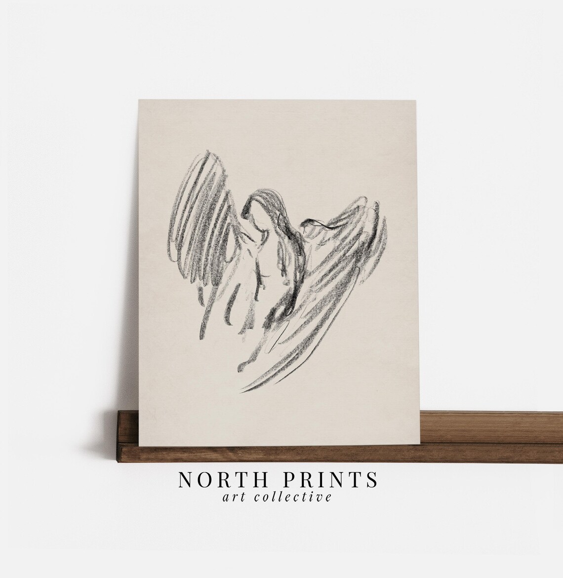 Antique Angel Sketch Minimalist Holiday Art Print - Image 3