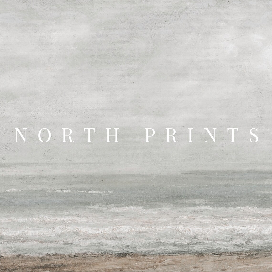 Pastel Gray Seascape Soft Surf Calm Ocean Vintage Muted Coastal Wall Print - Image 3