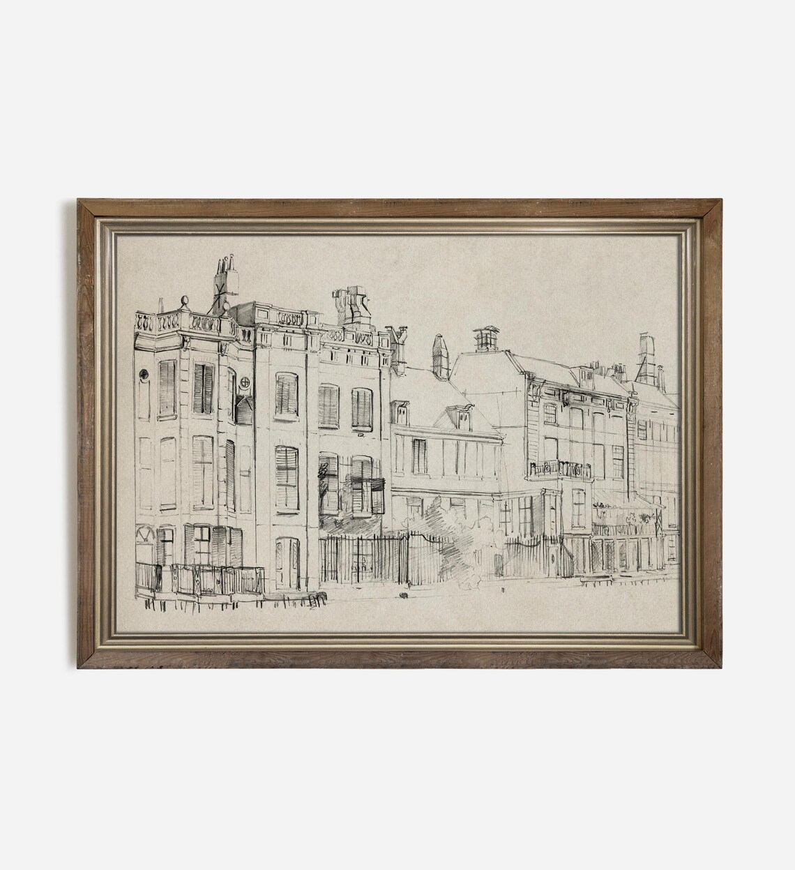 Neutral Architecture Art Sketch, Vintage Modern Farmhouse - Image 2