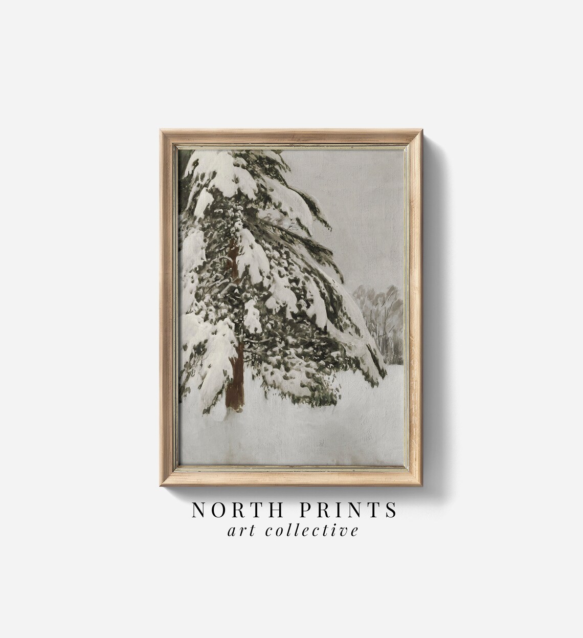 Country Christmas Snowy Pine Tree Forest Poster