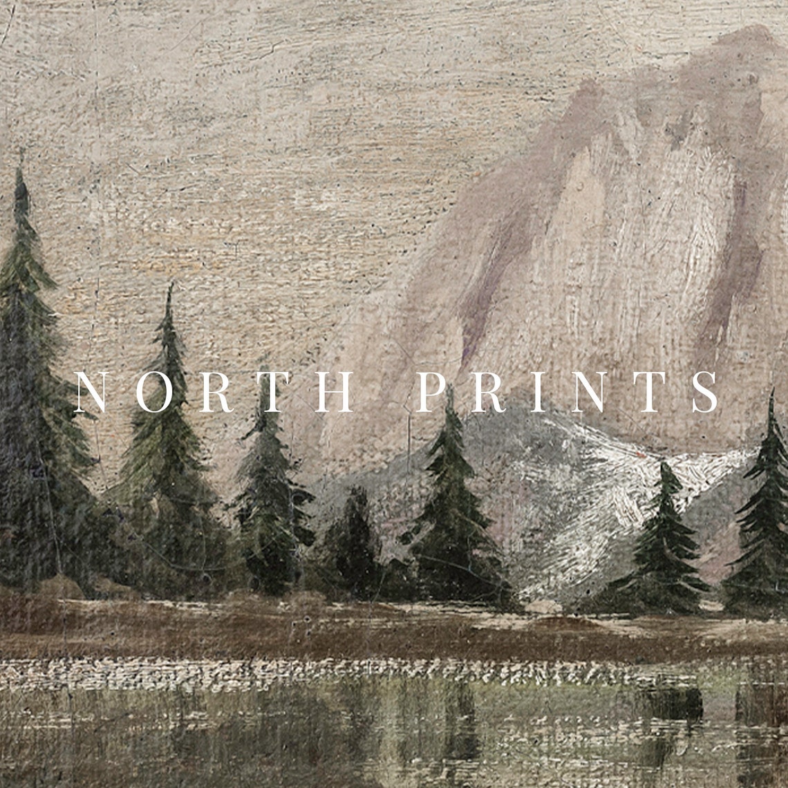 Sepia Mountain Lake Pine Forest Panoramic Vintage Landscape Print - Image 3