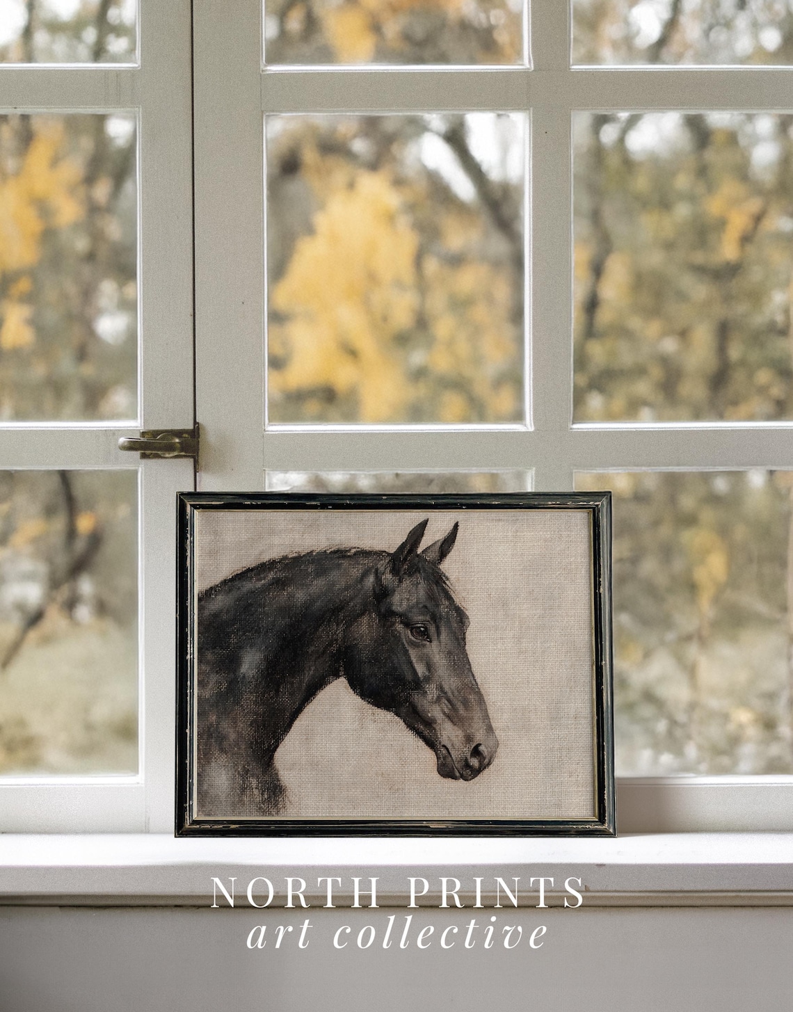 Rustic Horse Portrait Painting, Farmhouse Bedroom Art Print - Image 2