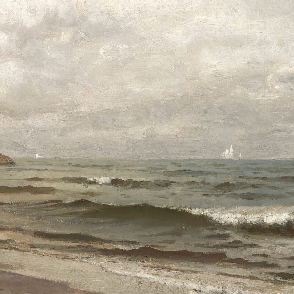 Vintage Seascape Oil Painting, Coastal Wall Decor - Image 2
