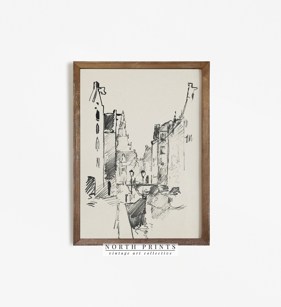 Vintage Amsterdam Cityscape Sketch Art Print