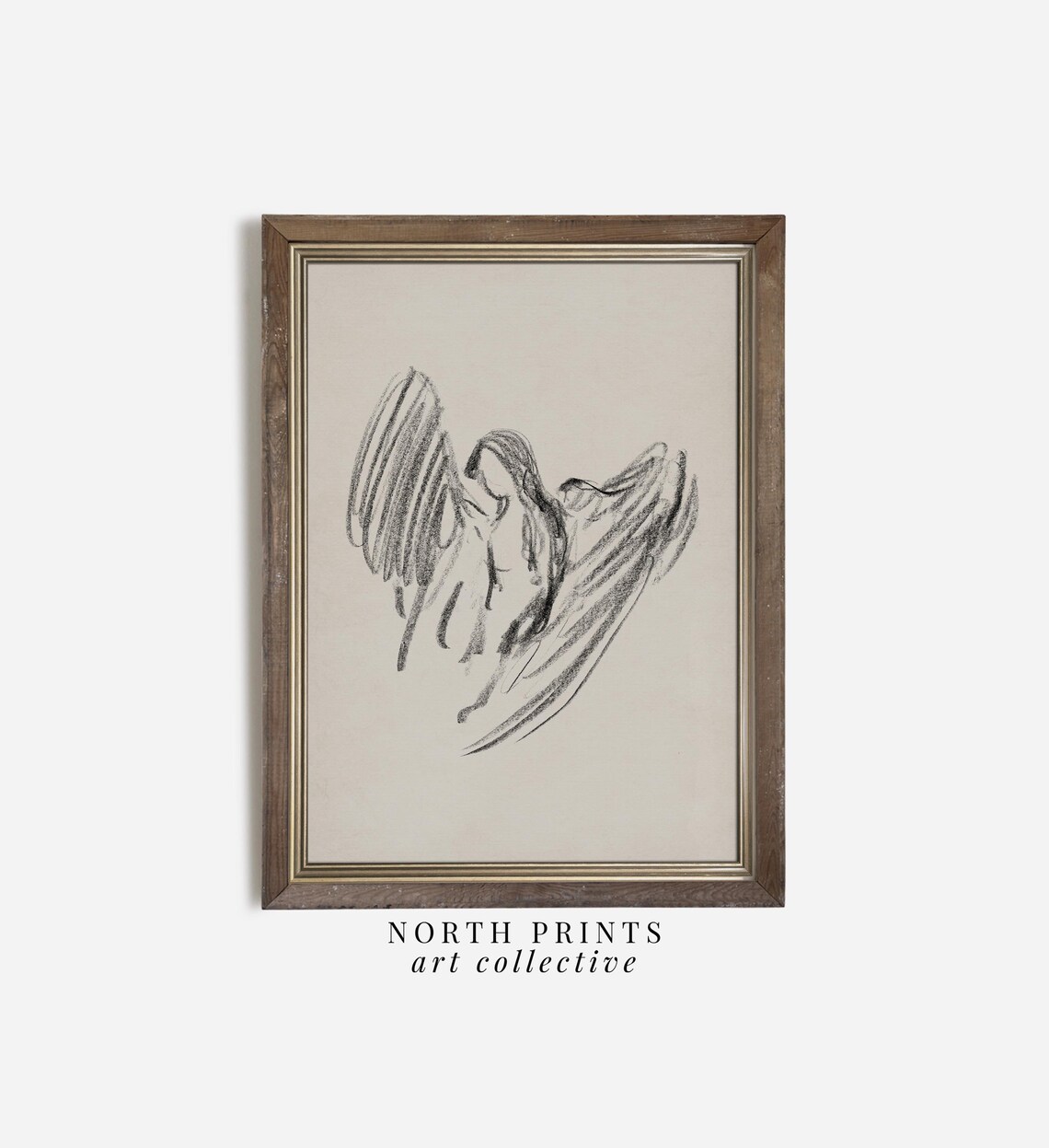 Antique Angel Sketch Minimalist Holiday Art Print