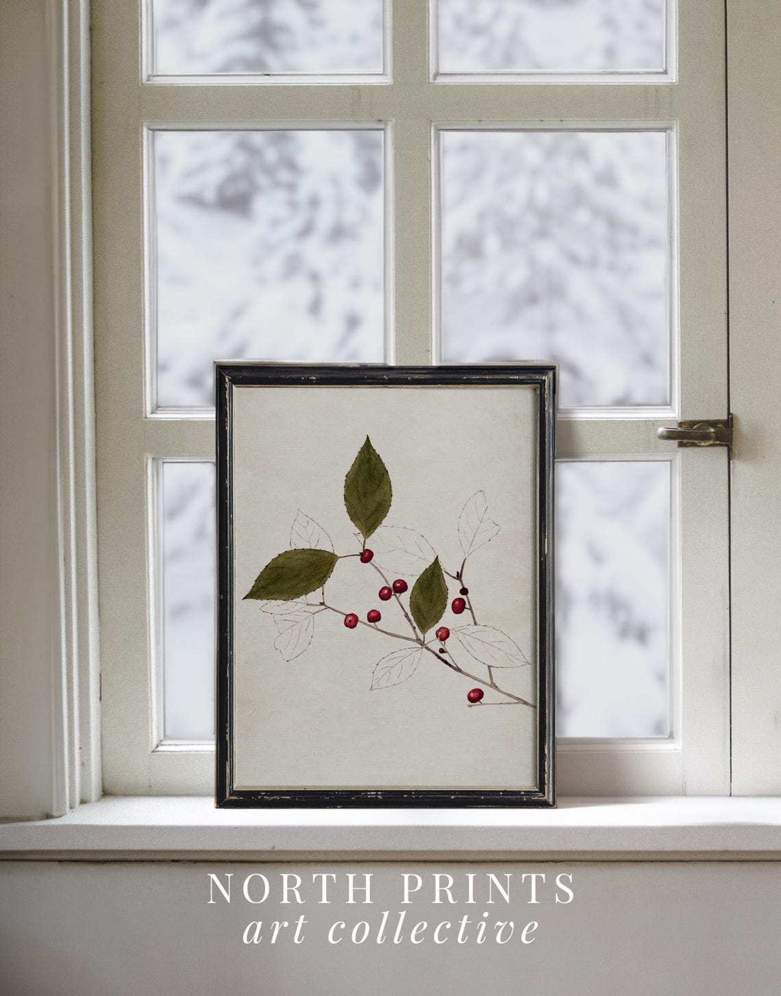 Winter Berry Branch Red Berries Minimalist Botanical Holiday Poster - Image 4
