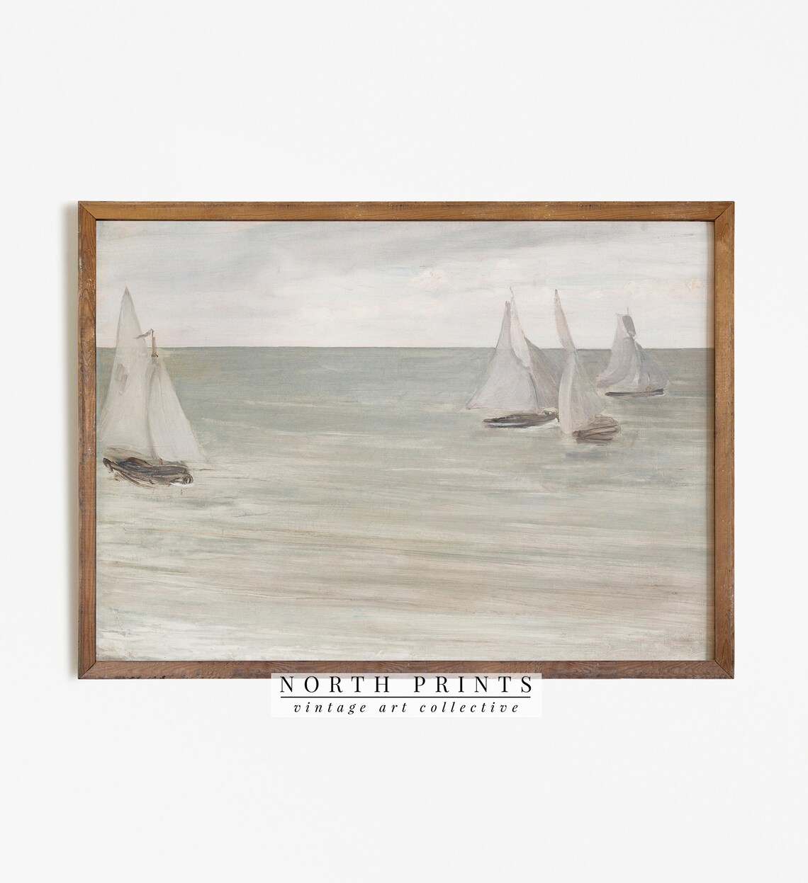 Vintage Nautical Seascape with Sailboat Art Print
