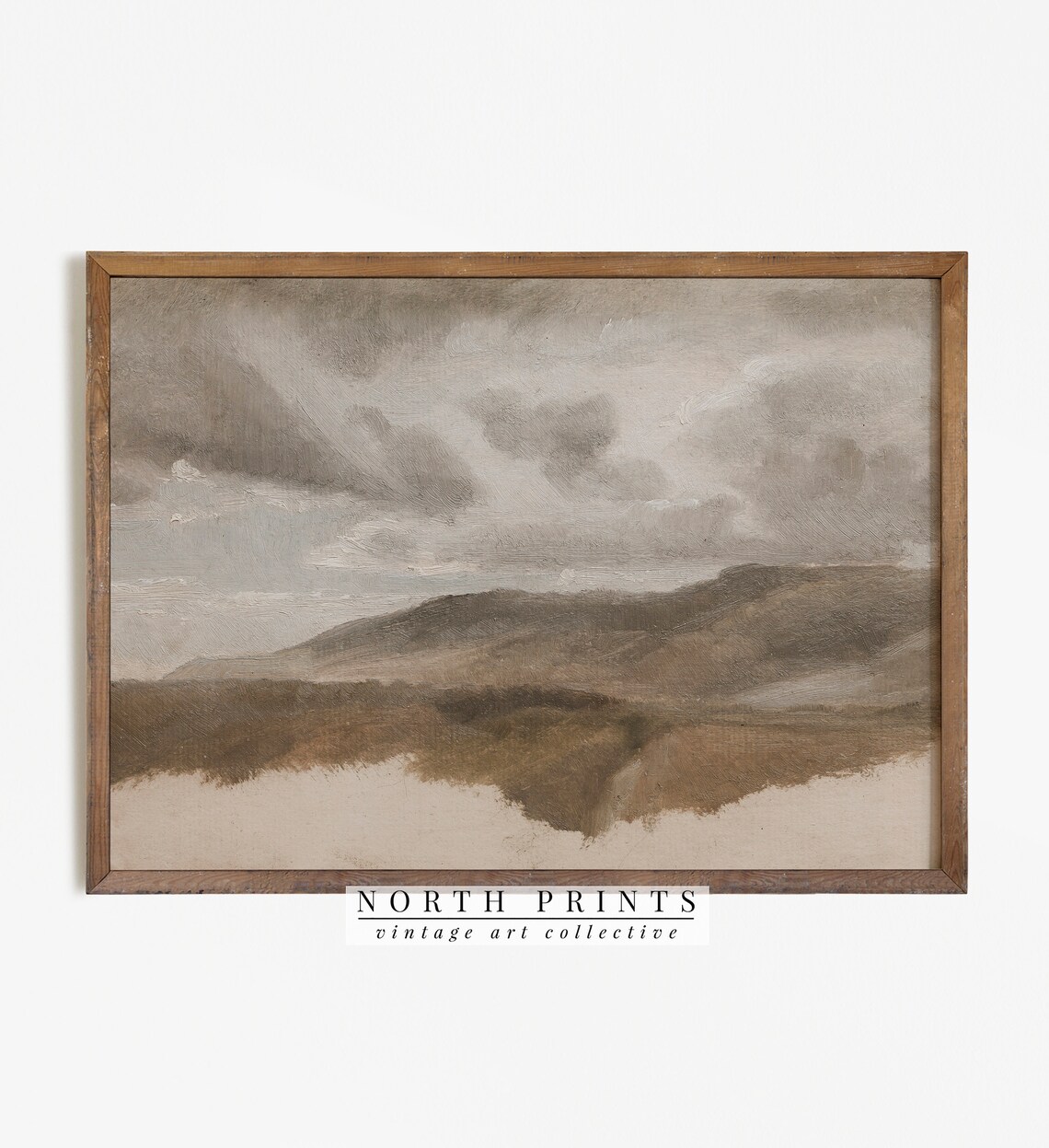 Muted Landscape Painting Poster, Vintage Rustic Decor
