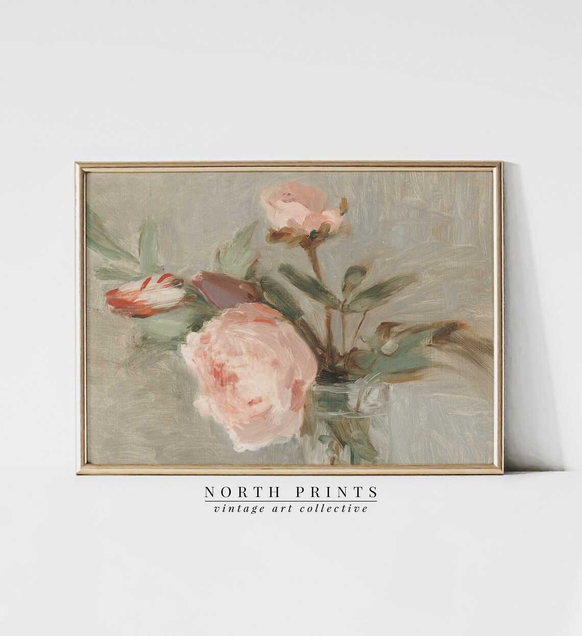 Vintage Roses Oil Painting Art Print, Nursery Decor