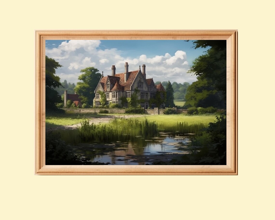 Vintage English Manor House Antique Country House Art Print