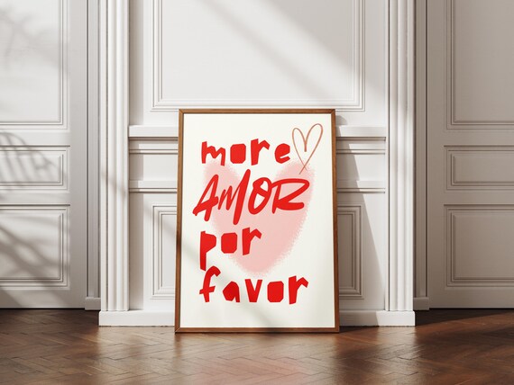 More Amor Por Favor Love Poster Trendy Living Room Decor Playing Card Quote Art Aesthetic Cute Gift Wall Art 1 Print