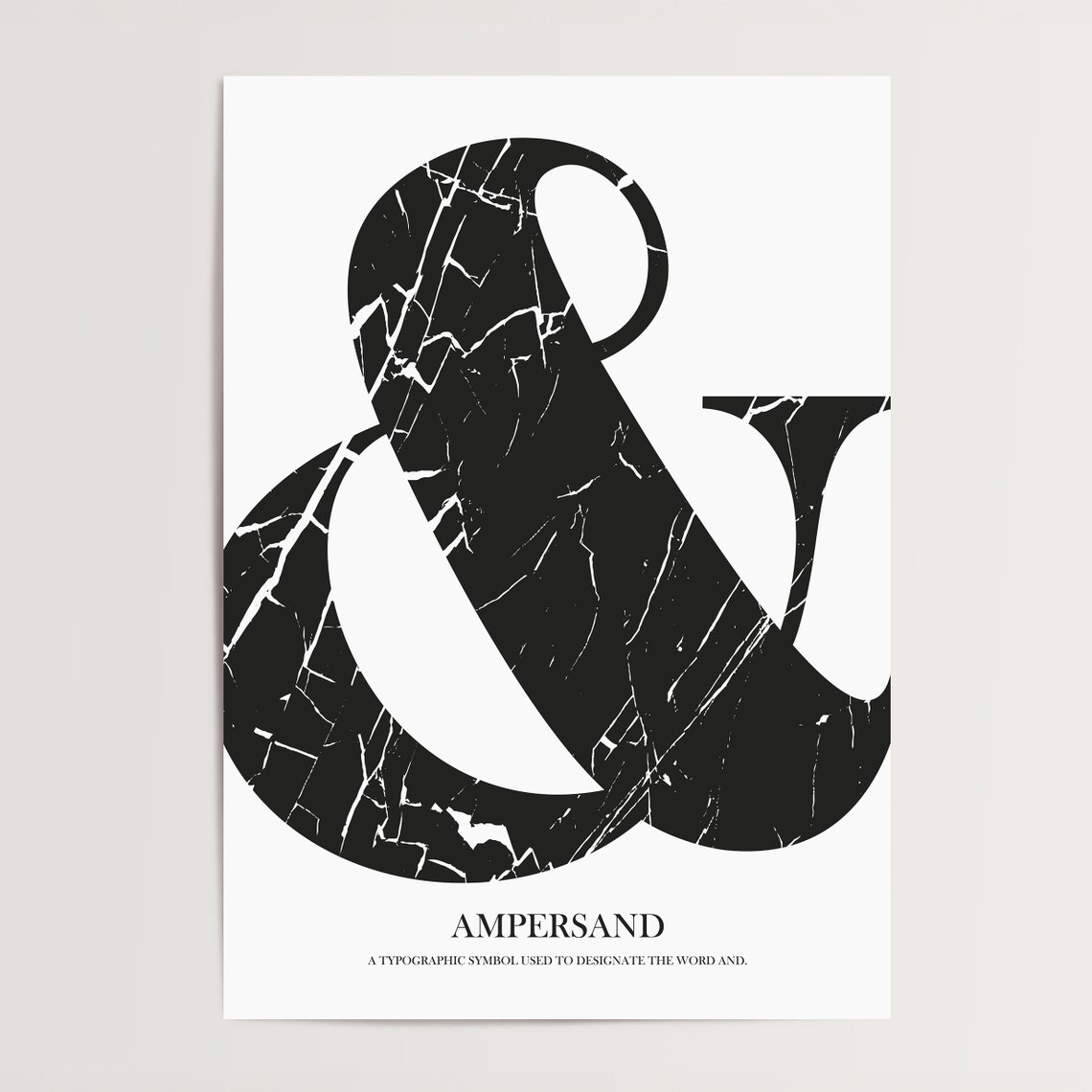 Black Marble Texture Ampersand Typographic Symbol Letter Poster - Image 4