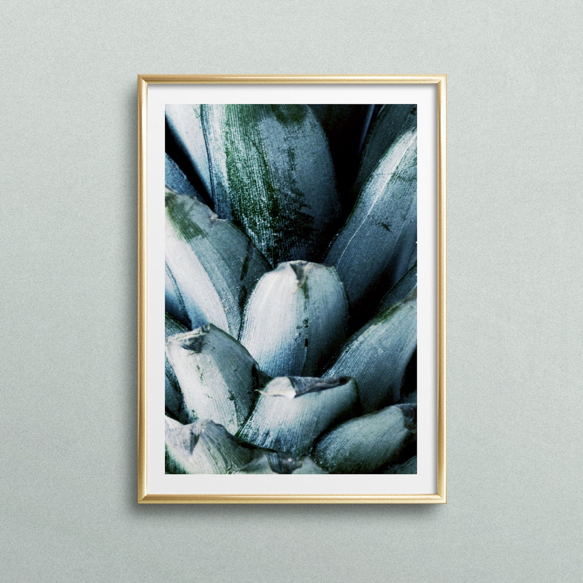 Pineapple Crown Macro Cool Blue Green Botanical Photo Poster
