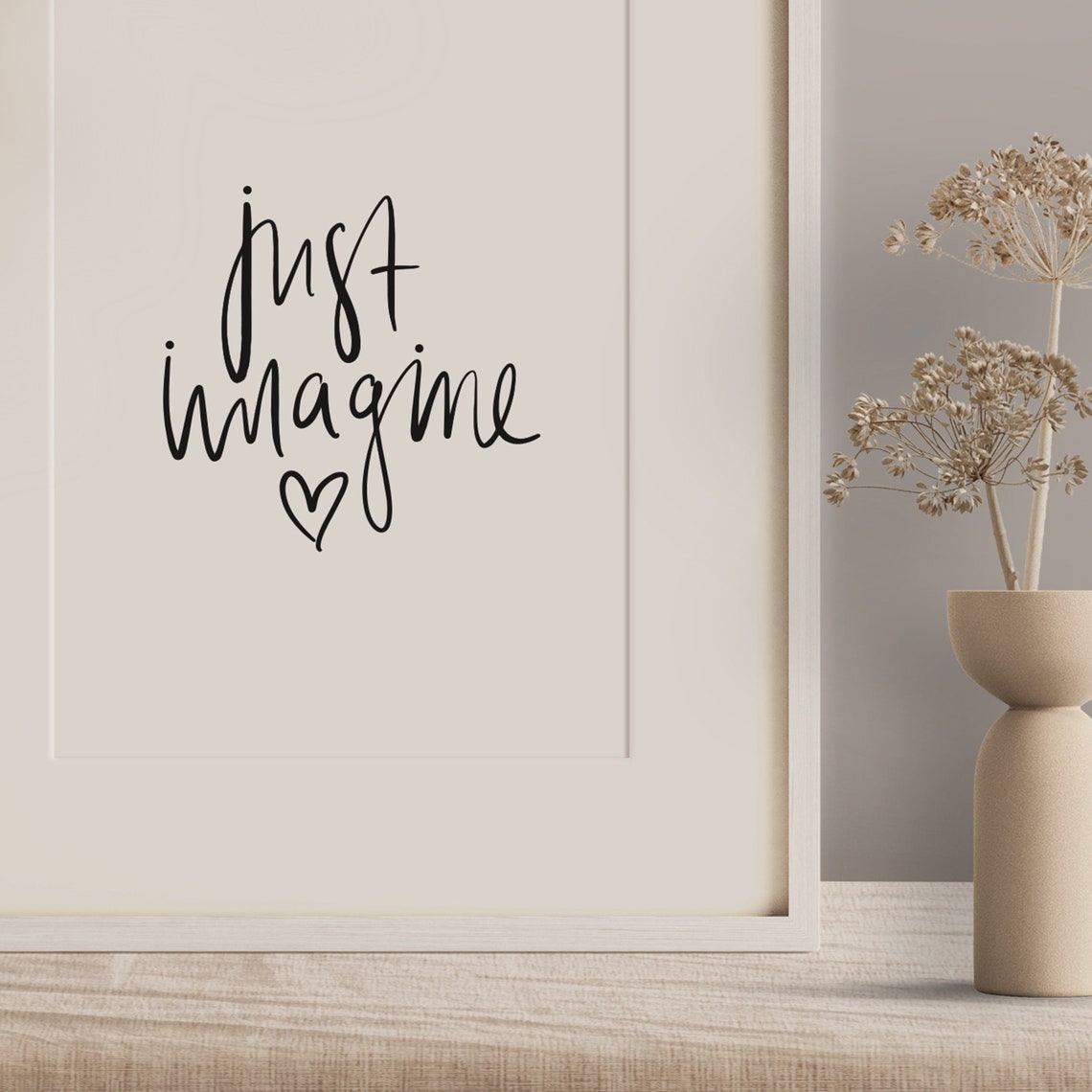 Just Imagine Little Heart Calligraphy Dream Big Quote Art Poster - Image 3