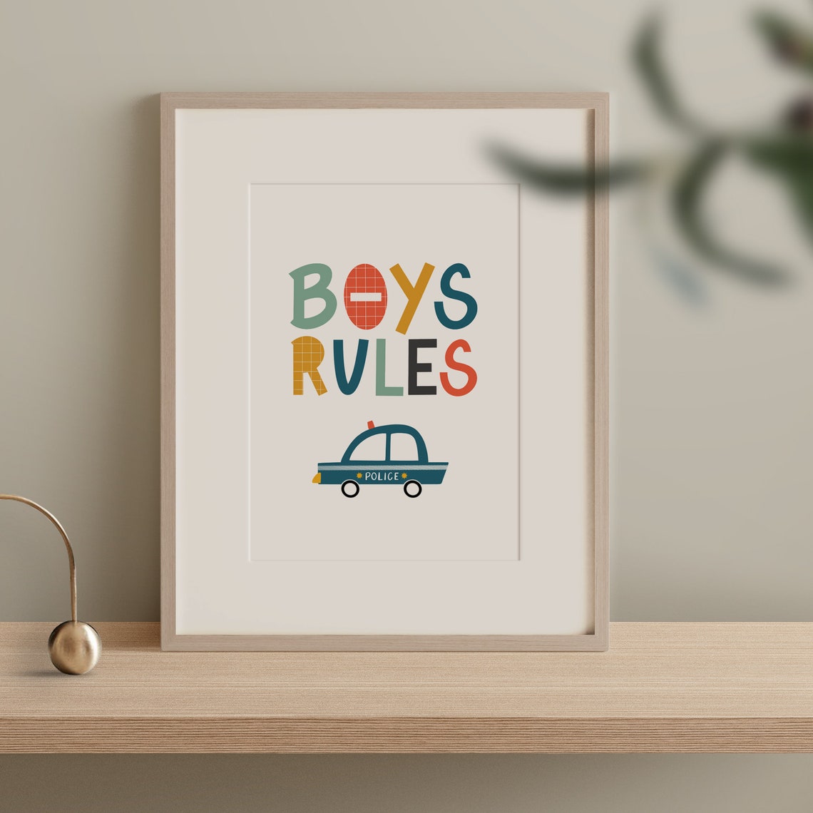 Boys Rules Fun Police Car Playroom Boys Bedroom Decor Poster - Image 2