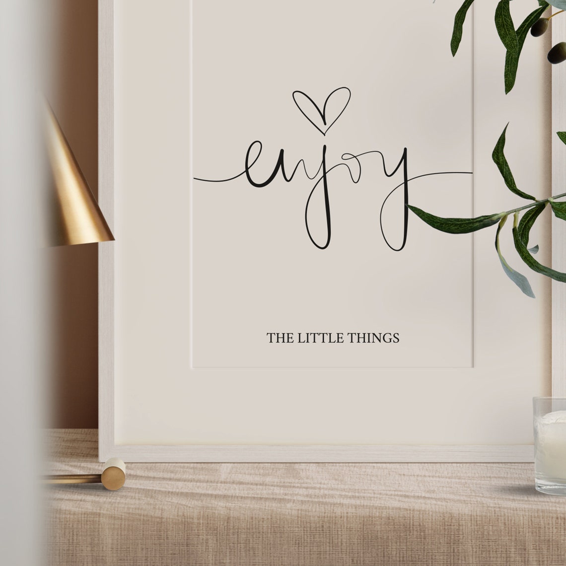 Enjoy the Little Things Heart Handwritten Script Quote Poster - Image 2