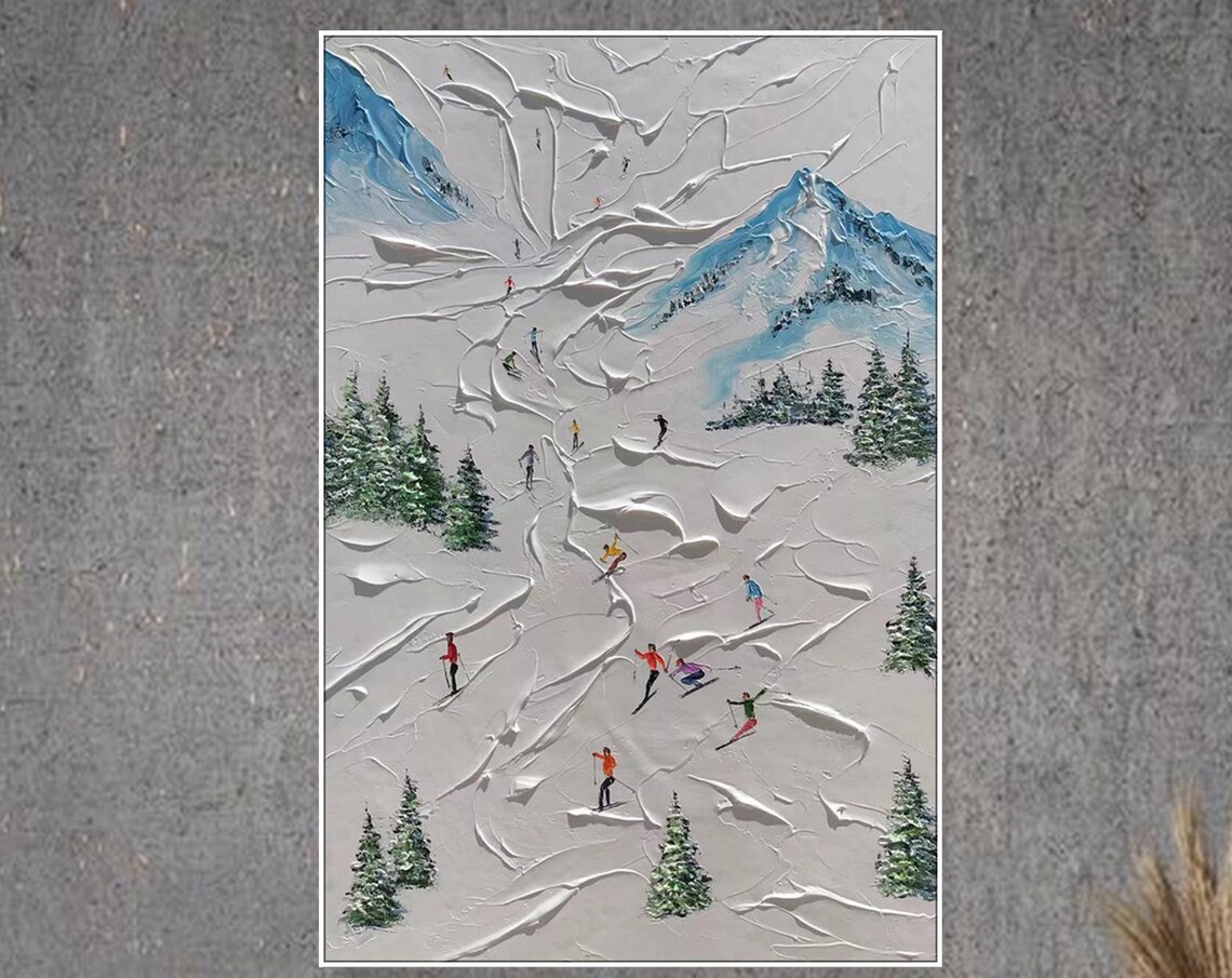 Custom Ski Sport Painting, Personalized Mountain Art