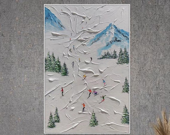 Custom Ski Sport Painting, Personalized Mountain Art