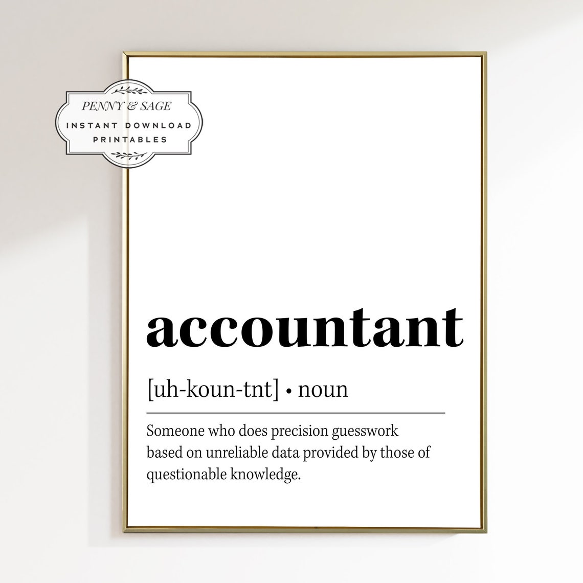 Accountant Definition Poster Funny Office Dictionary Quote Typography - Image 2