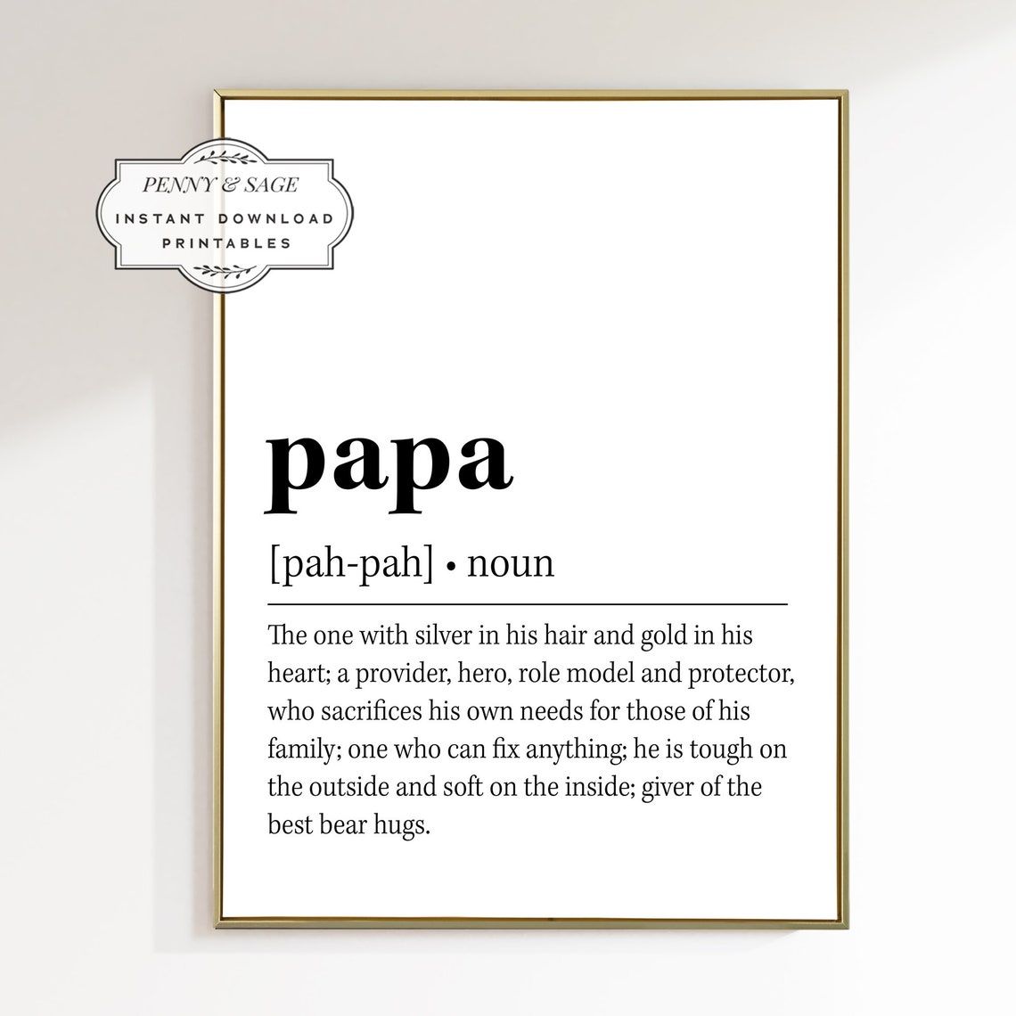 Papa Definition Poster Grandfather Dictionary Quote Typography Gift - Image 2