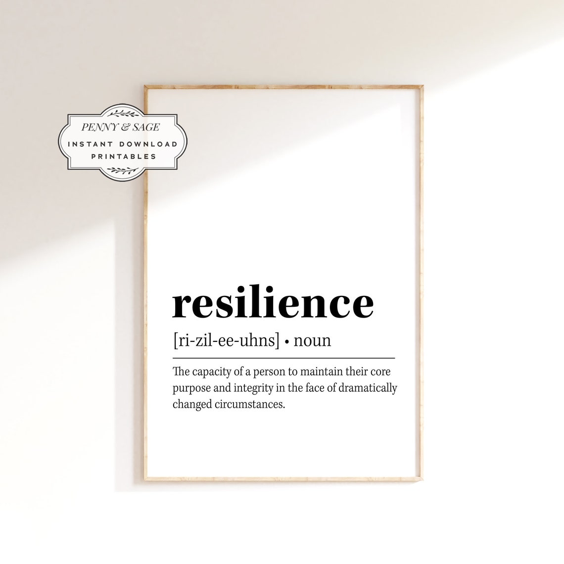 Resilience Definition Poster Motivational Office Dictionary Typography