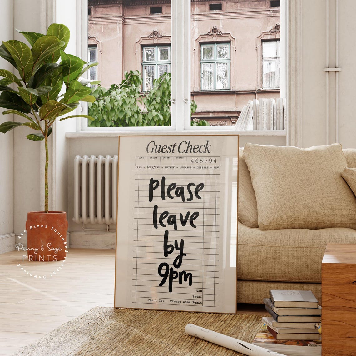 Please Leave By 9pm Funny Guest Check Style Sassy Quote Poster