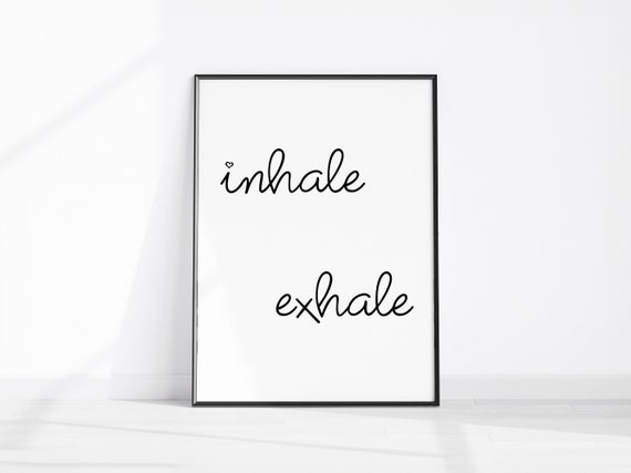 Inhale Exhale Wall Decor Bedroom Art Print Yoga Poster Inspirational Home Office Prints
