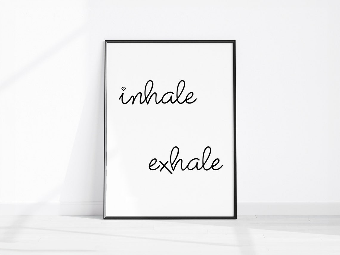 Inhale Exhale Wall Decor Bedroom Art Print Yoga Poster Inspirational Home Office Prints