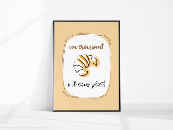 Trendy Croissant Poster Food Print French Kitchen Decor Bakery Wall Art Breakfast Cute Brunch