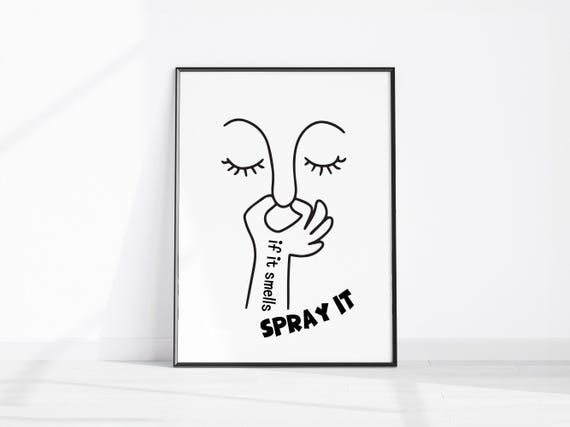 If It Smells Spray Bathroom Wall Decor Bad Smell Humorous Art Funny Toilet Poster Guest Kids Restroom Sign