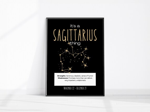 Sagittarius Star Sign Print Sagittarian Birthday Gift Zodiac Wall Art Spiritual Poster Instant Home Decor