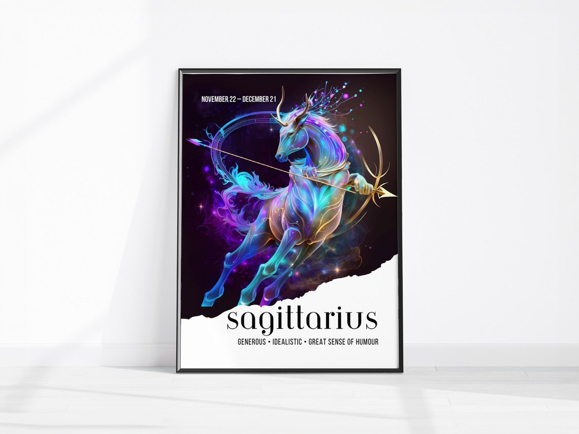 Sagittarius Zodiac Cosmic Archer November December Star Sign Poster