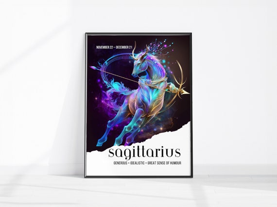 Sagittarius Zodiac Cosmic Archer November December Star Sign Poster