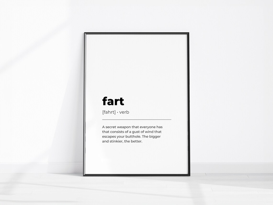 Fart Definition Dictionary Funny Bathroom Wall Decor Verb Gag Gift Print