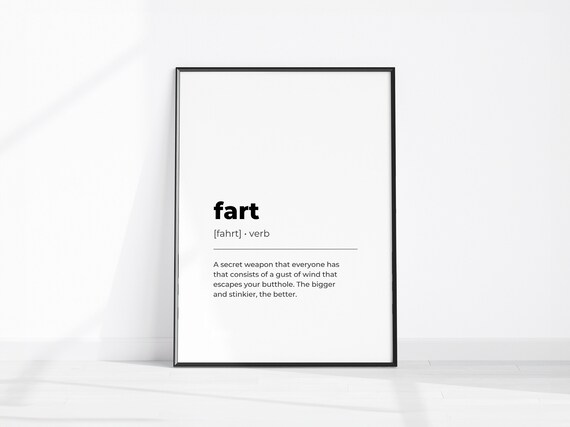 Fart Definition Dictionary Funny Bathroom Wall Decor Verb Gag Gift Print