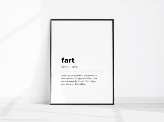Fart Definition Gifts Funny Bathroom Wall Decor For Him Prints Farting Home Restroom Sign