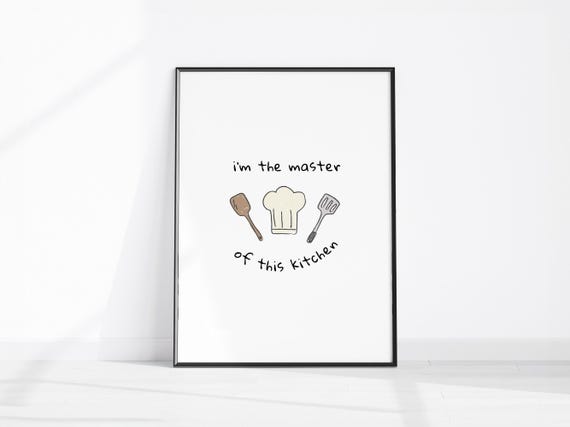 Retro Kitchen Poster Im The Master Of This Funny Decor Chef Gift Chefs Hat Wall Art Trendy