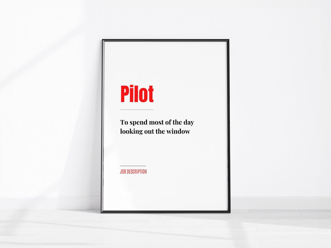 Funny Pilot Job Description Aviation Quote Typography Wall Poster