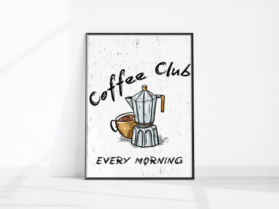 The Coffee Club Retro Kitchen Poster Wall Art Vintage Food Print Fun Decor