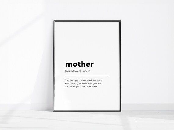 Mother Definition Print Gifts For Mom Her Wall Art New Mum Minimalist Mothers Day