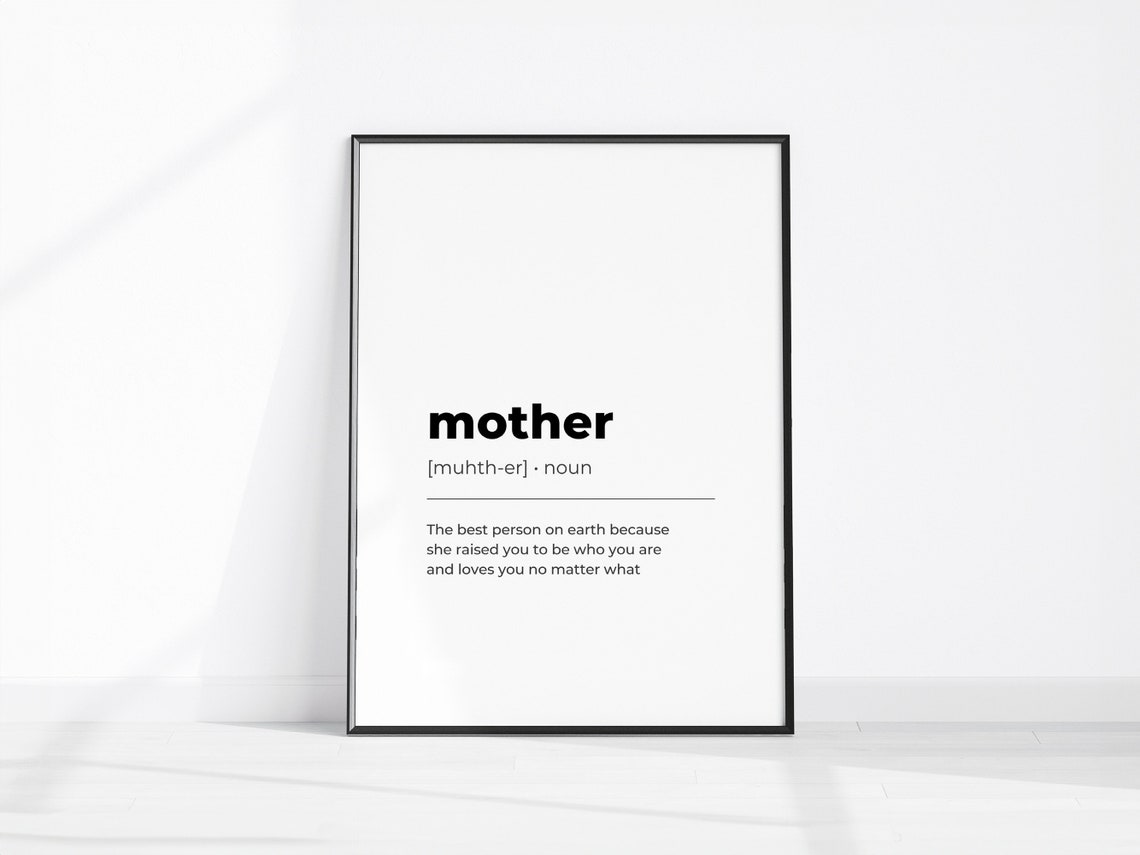 Mother Definition Noun Minimalist Dictionary Meaning Mom Gift Poster