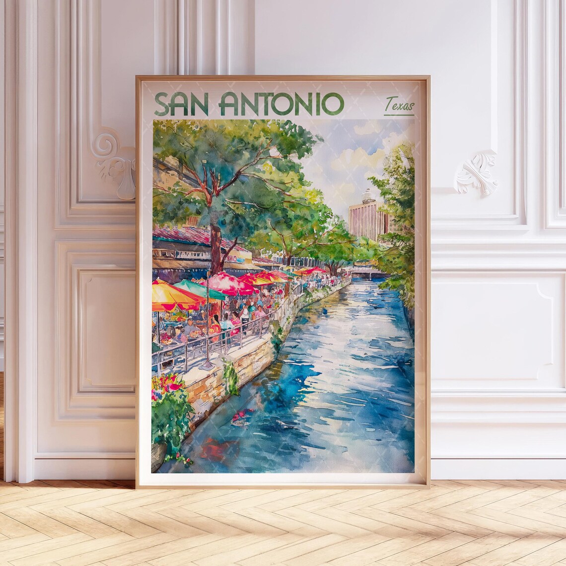 San Antonio Watercolor Travel Poster, USA Cities