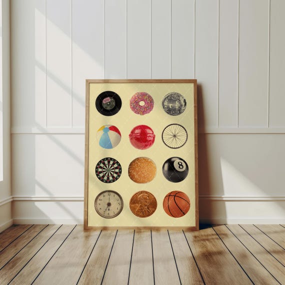 Vintage Retro Print Trendy Wall Art Collage Dorm Decor 8 Ball Pool Poster Bar Cart